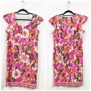 DressBarn Pink Watercolor Shift Midi Dress